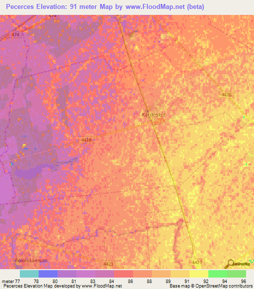 Pecerces,Hungary Elevation Map
