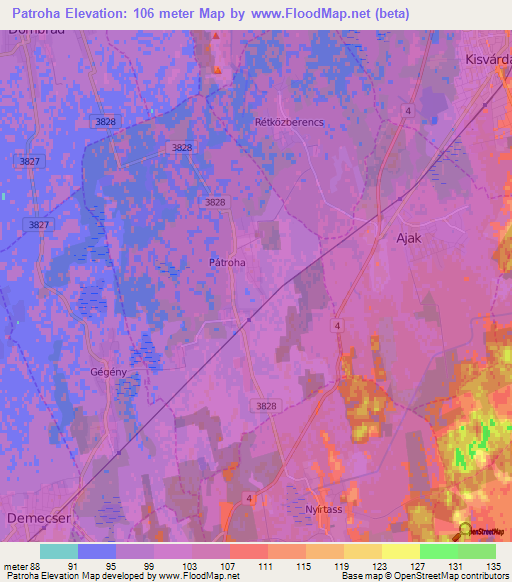 Patroha,Hungary Elevation Map
