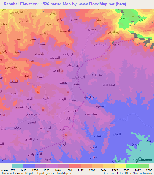 Rahabal,Yemen Elevation Map