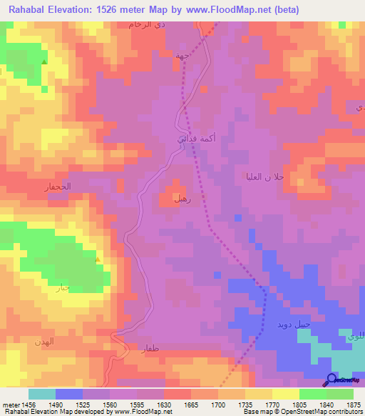 Rahabal,Yemen Elevation Map