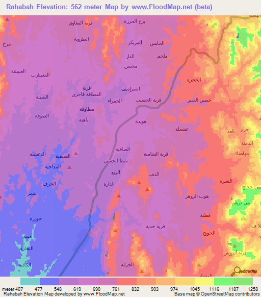 Rahabah,Yemen Elevation Map