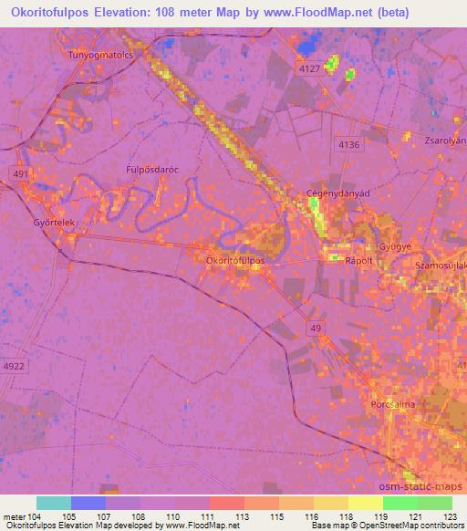 Okoritofulpos,Hungary Elevation Map