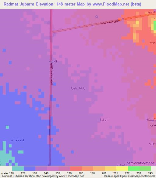 Radmat Jubarra,Yemen Elevation Map