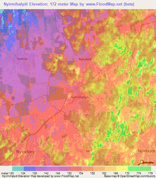 Nyirmihalydi,Hungary Elevation Map