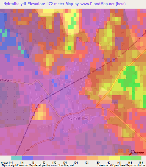 Nyirmihalydi,Hungary Elevation Map