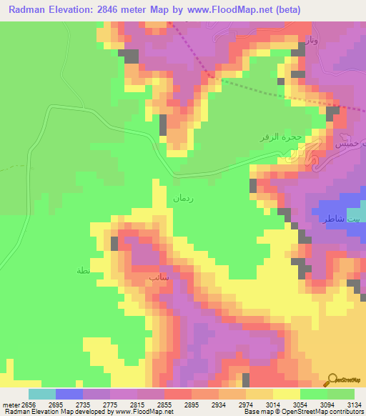 Radman,Yemen Elevation Map