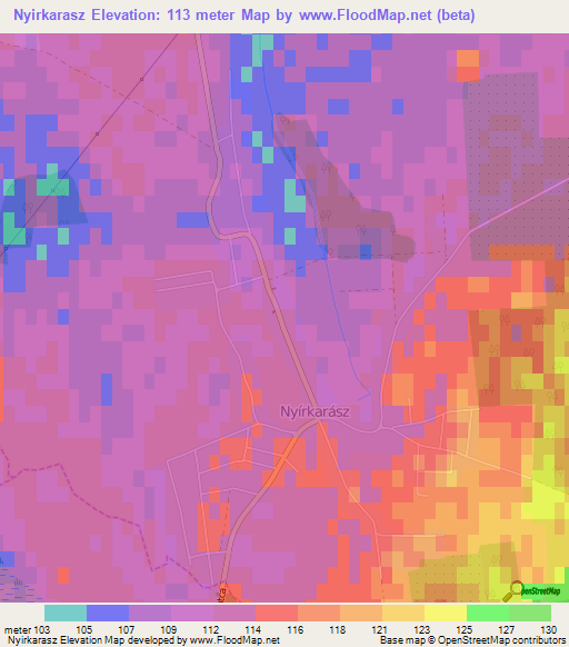 Nyirkarasz,Hungary Elevation Map