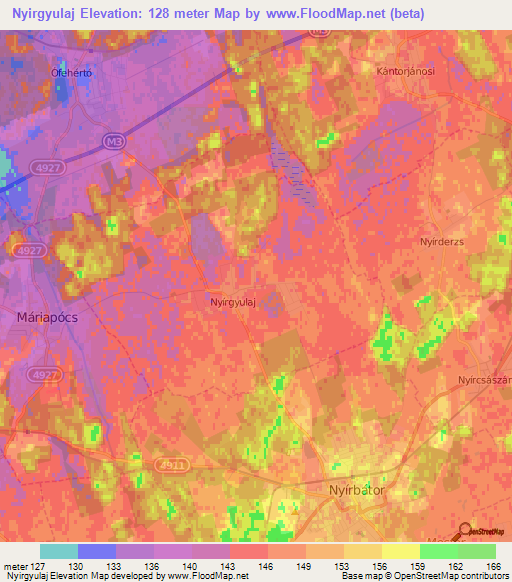 Nyirgyulaj,Hungary Elevation Map