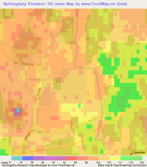 Nyirbogdany,Hungary Elevation Map