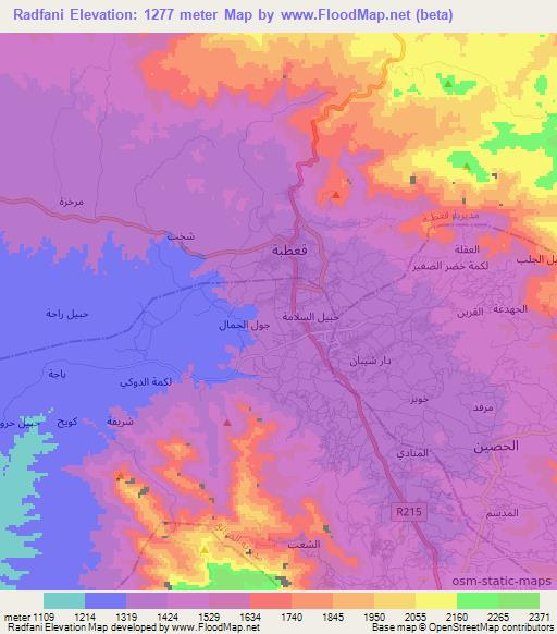 Radfani,Yemen Elevation Map