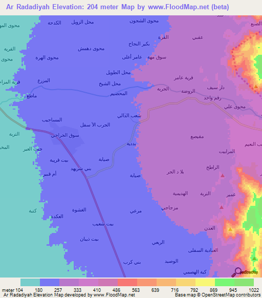 Ar Radadiyah,Yemen Elevation Map