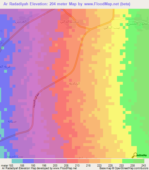 Ar Radadiyah,Yemen Elevation Map