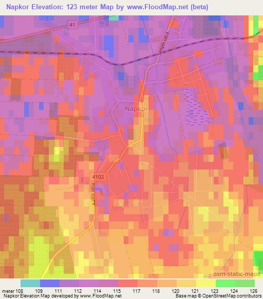 Napkor,Hungary Elevation Map