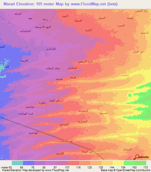 Marad,Yemen Elevation Map