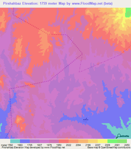 Pirshahbaz,Iran Elevation Map