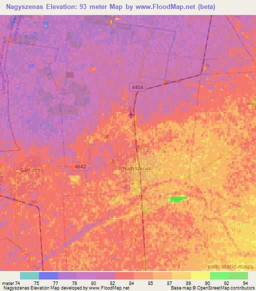 Nagyszenas,Hungary Elevation Map