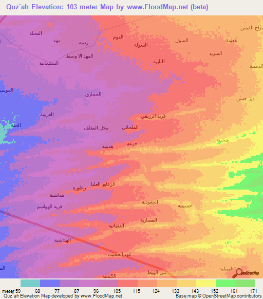 Quz`ah,Yemen Elevation Map