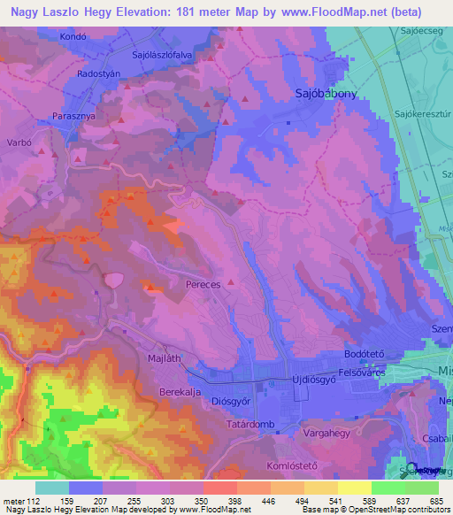 Nagy Laszlo Hegy,Hungary Elevation Map