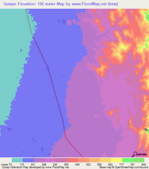 Qutayn,Yemen Elevation Map