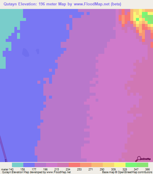 Qutayn,Yemen Elevation Map