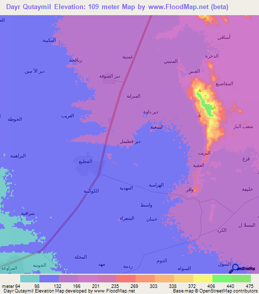 Dayr Qutaymil,Yemen Elevation Map