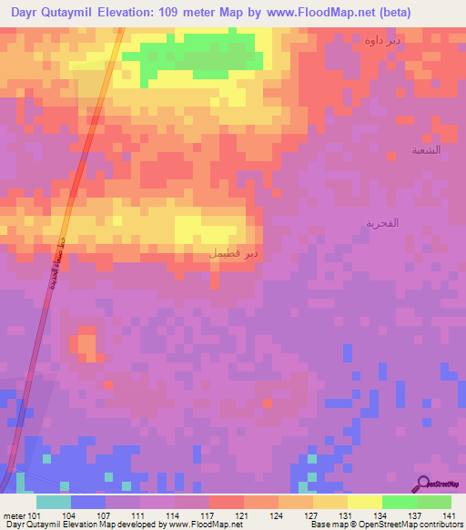 Dayr Qutaymil,Yemen Elevation Map
