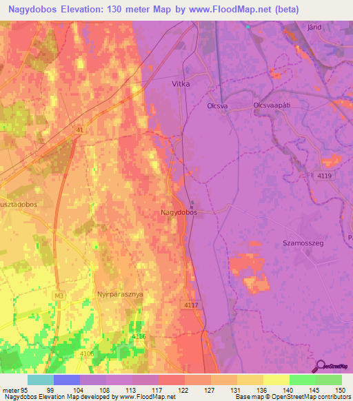 Nagydobos,Hungary Elevation Map