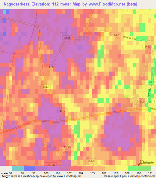 Nagycserkesz,Hungary Elevation Map