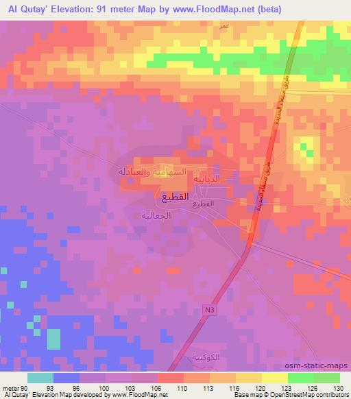 Al Qutay',Yemen Elevation Map