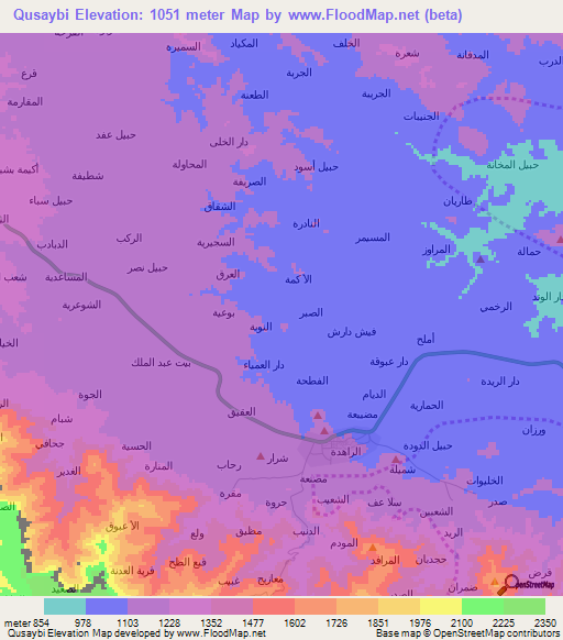 Qusaybi,Yemen Elevation Map