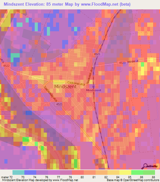 Mindszent,Hungary Elevation Map