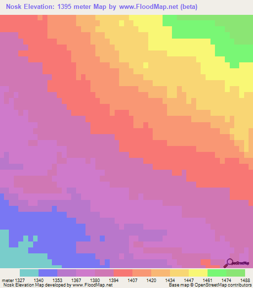 Nosk,Iran Elevation Map