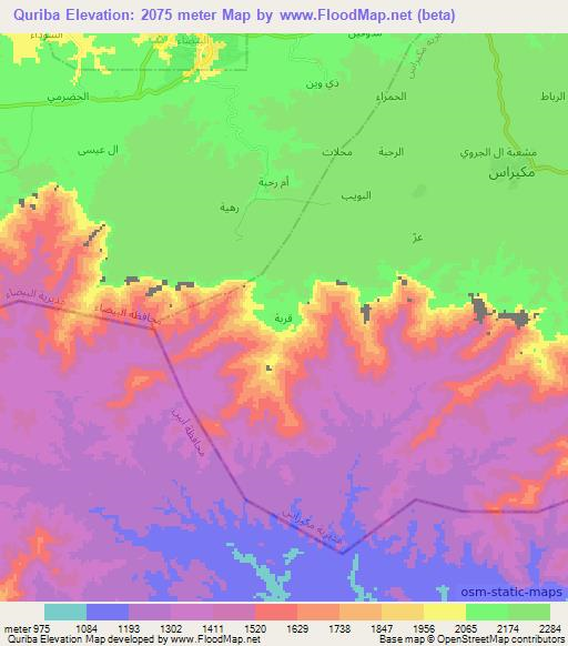 Quriba,Yemen Elevation Map