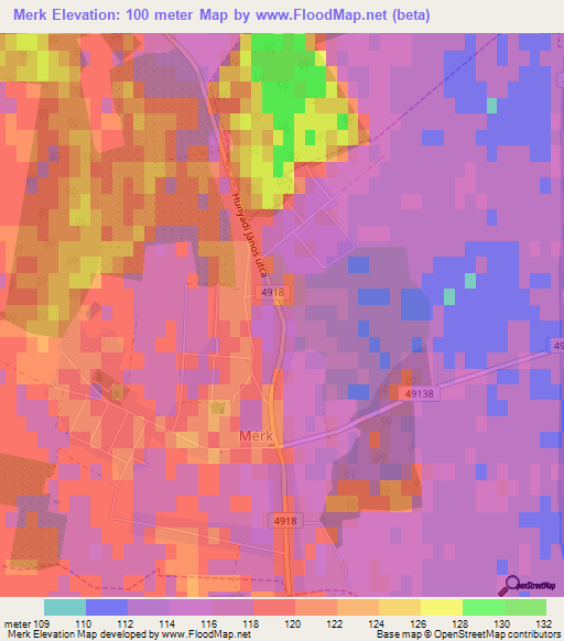Merk,Hungary Elevation Map