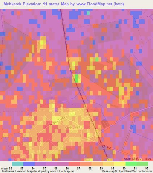 Mehkerek,Hungary Elevation Map