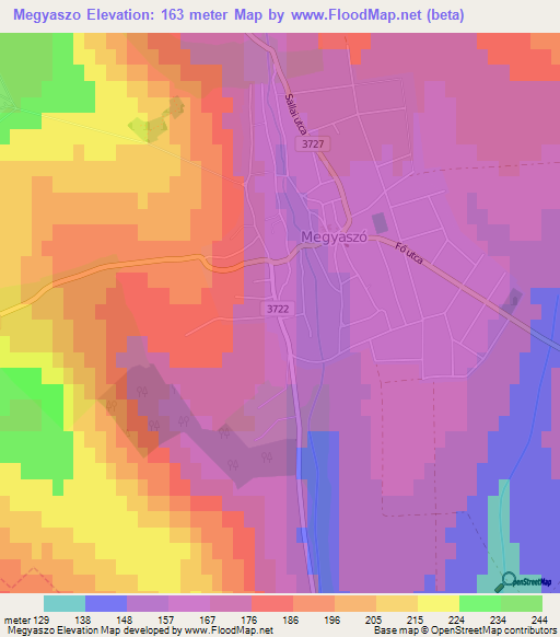 Megyaszo,Hungary Elevation Map
