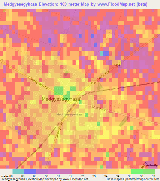 Medgyesegyhaza,Hungary Elevation Map