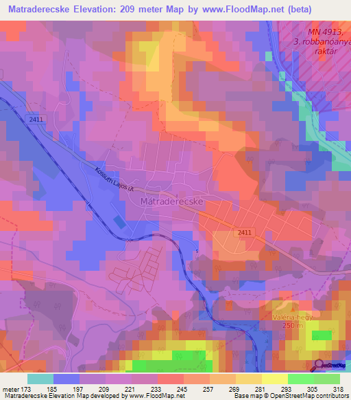 Matraderecske,Hungary Elevation Map
