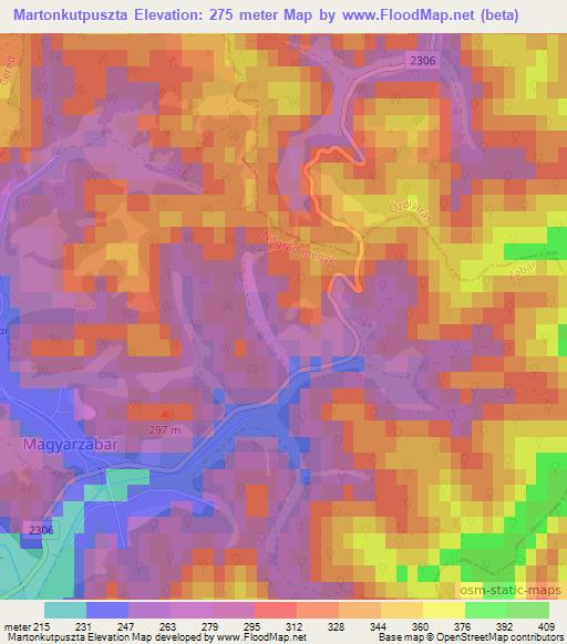 Martonkutpuszta,Hungary Elevation Map