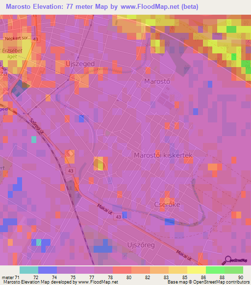 Marosto,Hungary Elevation Map