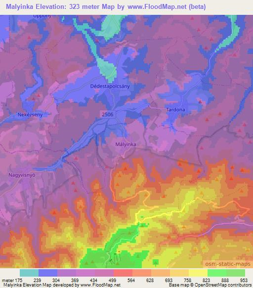 Malyinka,Hungary Elevation Map