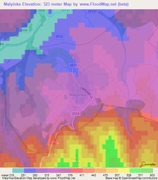 Malyinka,Hungary Elevation Map
