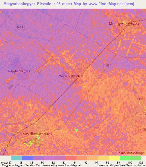 Magyarbanhegyes,Hungary Elevation Map