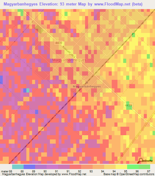 Magyarbanhegyes,Hungary Elevation Map