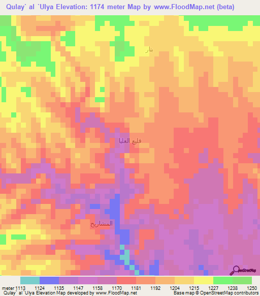 Qulay` al `Ulya,Yemen Elevation Map