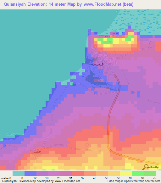 Qulansiyah,Yemen Elevation Map