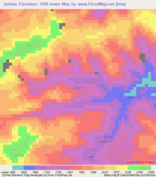 Quhlan,Yemen Elevation Map