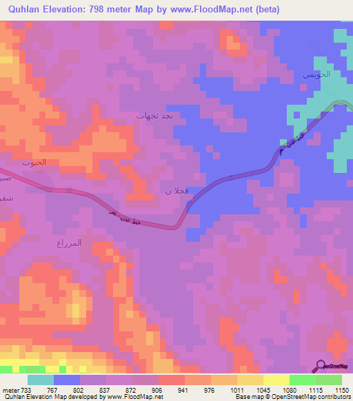 Quhlan,Yemen Elevation Map