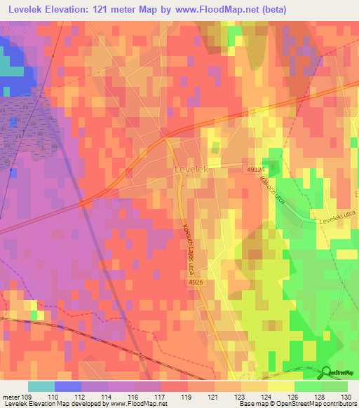 Levelek,Hungary Elevation Map