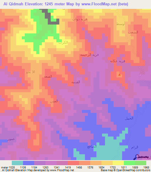Al Qidmah,Yemen Elevation Map